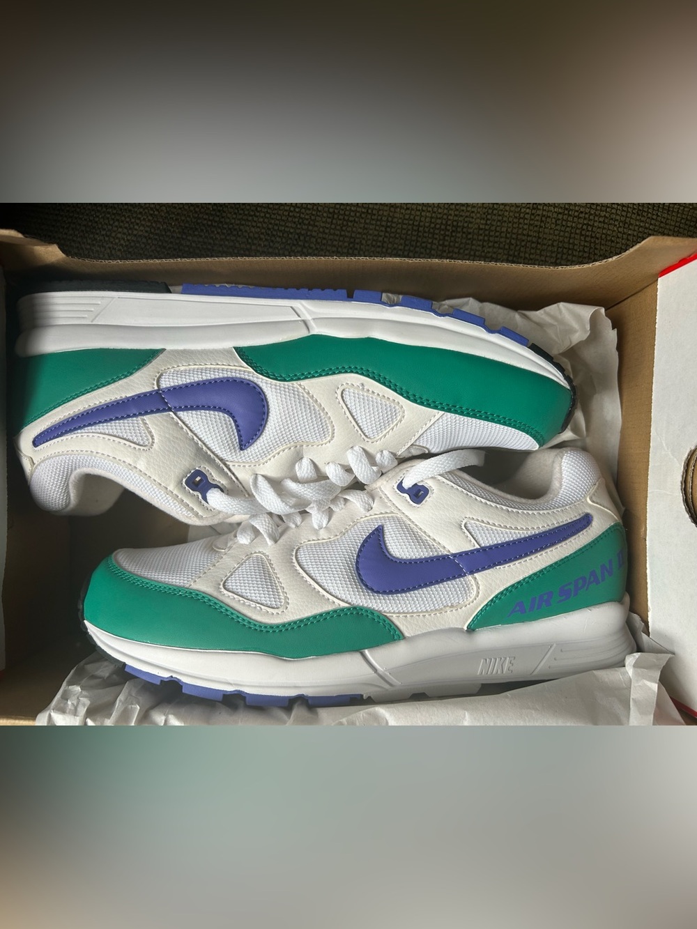 Nike Air Span II White Green/blue purple Men’s Athletic Shoes